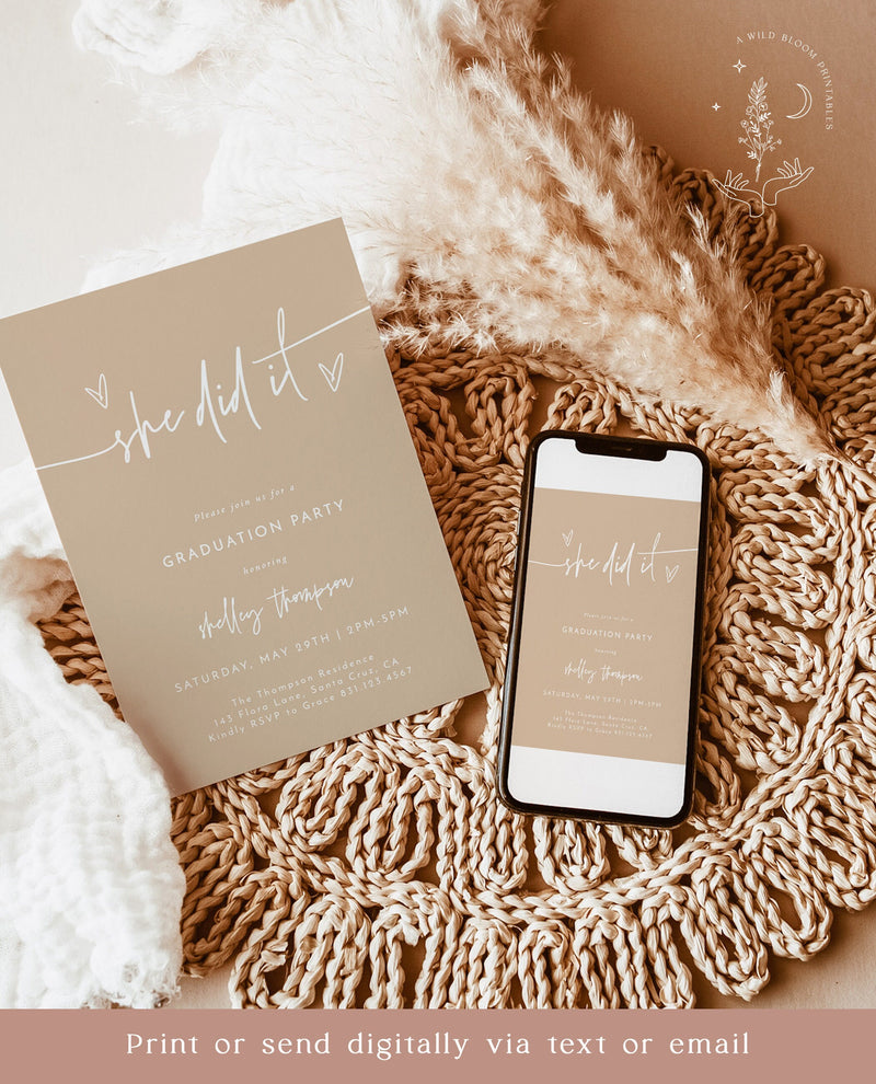 Graduation Party Invitation Template | Minimalist Graduation Announcem Wild Bloom Design Studio Graduation Party Invitation Template | Minimalist Graduation Announcem Wild Bloom Design Studio