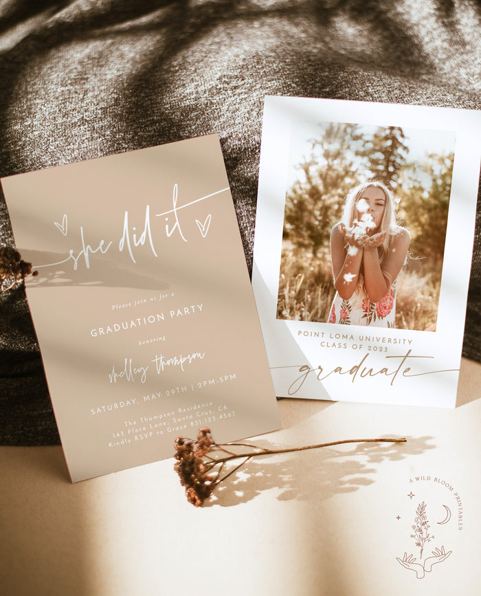 Graduation Party Invitation Template | Minimalist Graduation Announcement