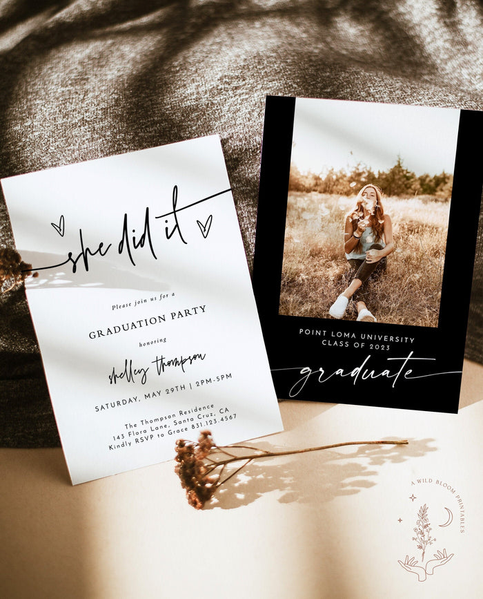 Graduation Party Invitation Template | Minimalist Graduation Announcement