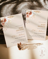 Pampas Grass Baby Shower Invite | Boho Girl Baby Shower