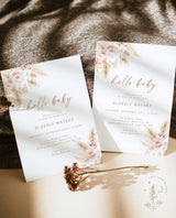 Pampas Grass Baby Shower Invite | Boho Girl Baby Shower