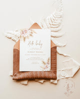 Pampas Grass Baby Shower Invite | Boho Girl Baby Shower