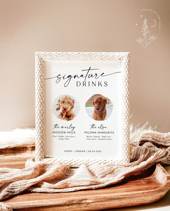 Dog Signature Drink Sign | Pet Signature Cocktail Sign
