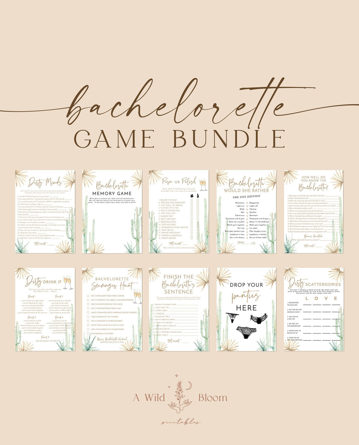 Bachelorette Party Game Bundle | Dirty Bachelorette Party Game