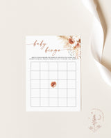 Pampas Grass Baby Bingo Game | Boho Baby Shower Game