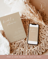 Minimalist Bridal Shower Invitation | Boho Beige Bridal Shower Invite