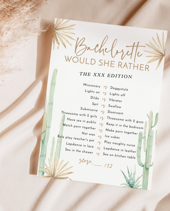 Would She Rather Bachelorette Game | Desert Bachelorette Game