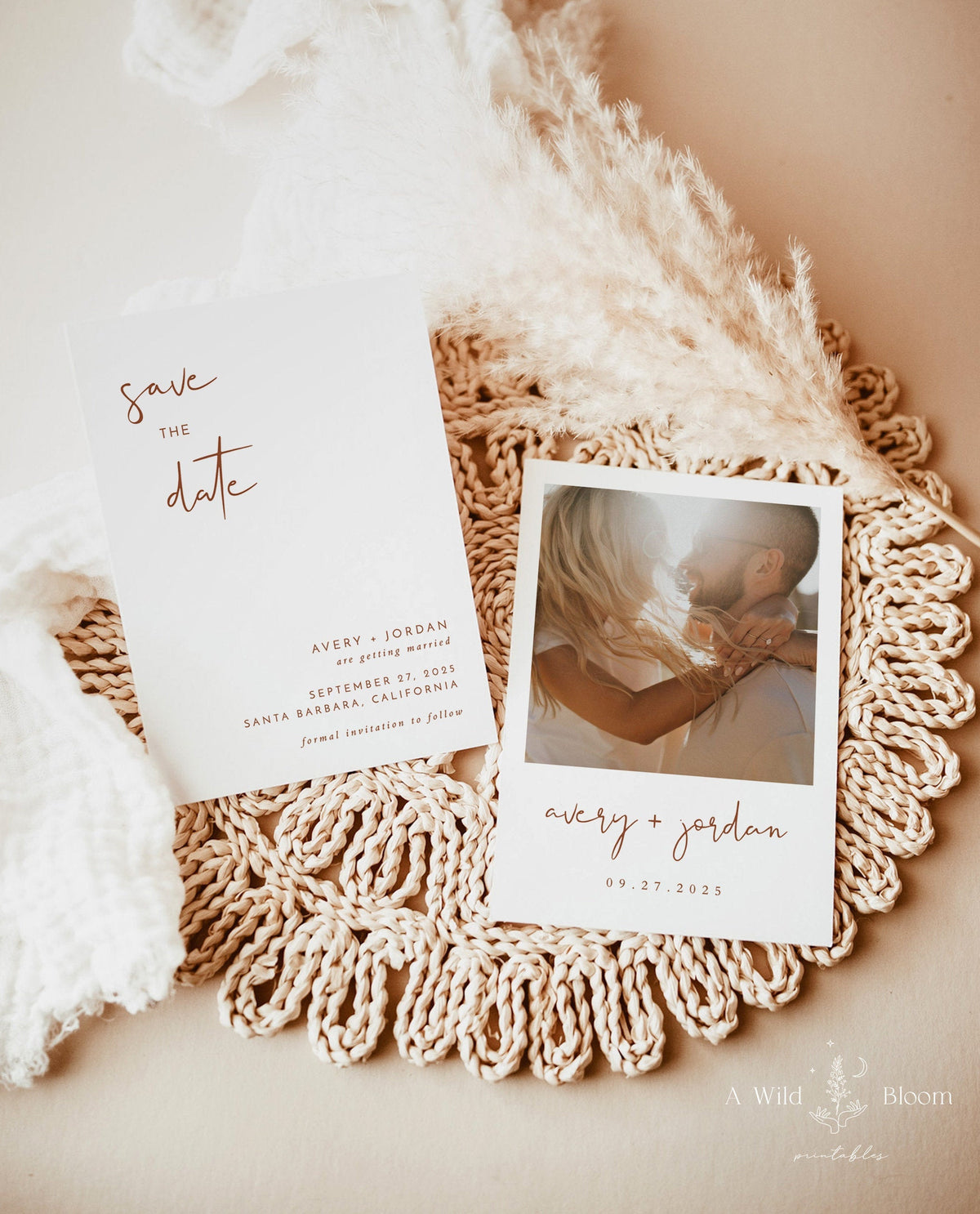 Terracotta Photo Save the Date Template | Minimalist Save the Date Template