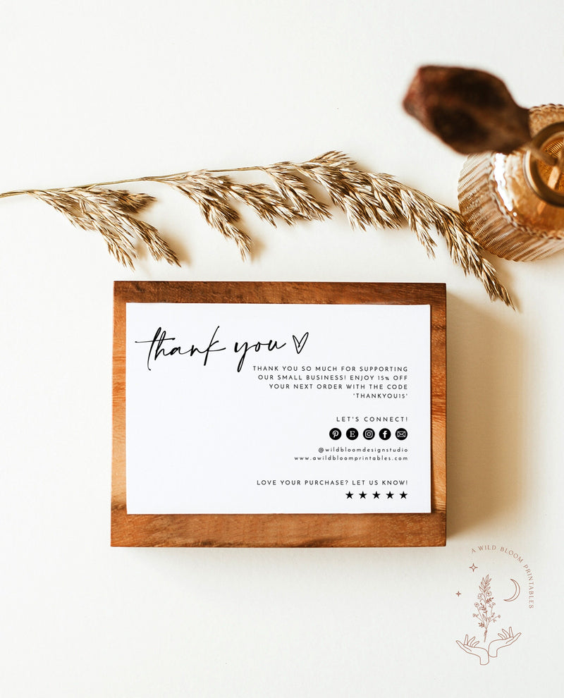 Minimalist Small Business Thank You Card | Editable Thank You Card Template | Thank You For Your Order | Modern Thank You Package Insert M5