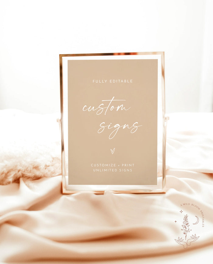 Modern Custom Sign Template | Beige Customizable Wedding Signage