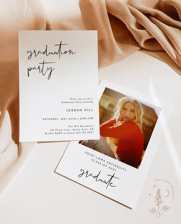 Graduation Party Invitation Template | Minimalist Graduation Announcement 