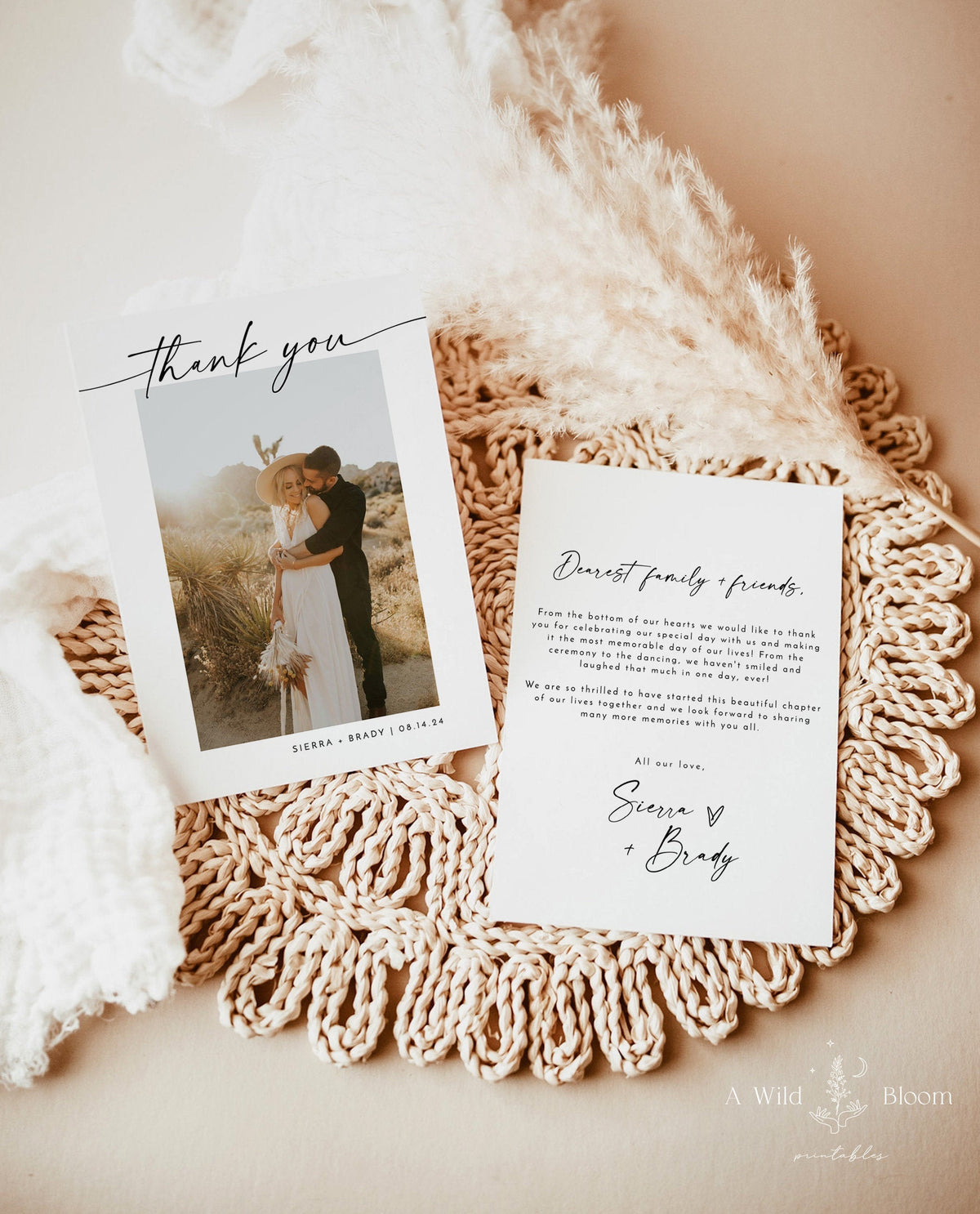 Photo Thank You Card Template | Minimalist Wedding Thank You Card