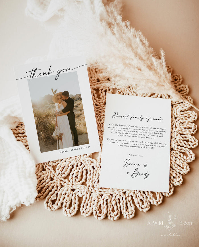 Photo Thank You Card Template | Minimalist Wedding Thank You Card
