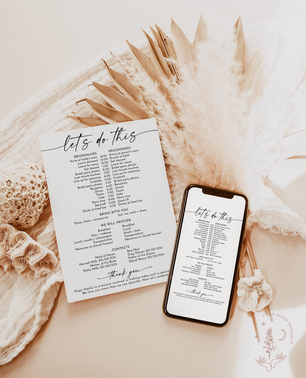 Wedding Party Timeline | Bridal Party Itinerary 
