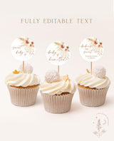 Boho Cupcake Toppers | Pampas Grass Baby Shower