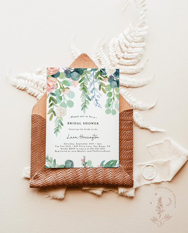 Bridal Shower Invitation | Greenery Bridal Shower Invite 