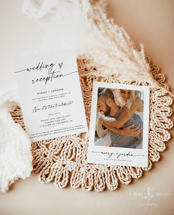 Minimalist Wedding Reception Invite | Photo Wedding Announcement 