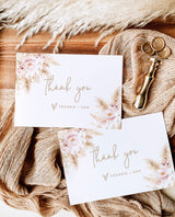Pampas Grass Thank You Card Template | Pink Baby Shower Thank You 