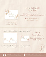 Pampas Grass Thank You Card Template | Pink Baby Shower Thank You