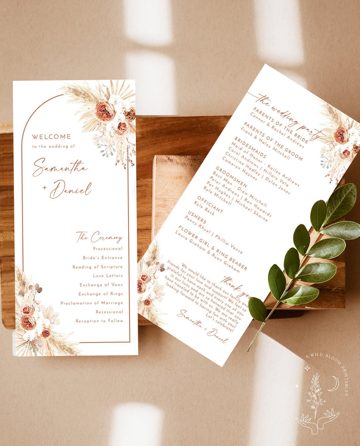 Bohemian Wedding Program | Desert Wedding Program