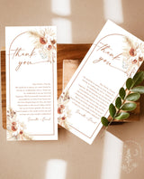 Pampas Grass Wedding Napkin Note | Bohemian Thank You Letter