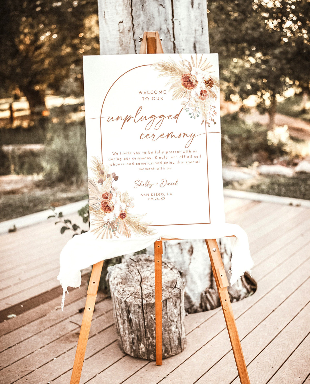 Minimalist Unplugged Wedding Sign | Pampas Grass Wedding