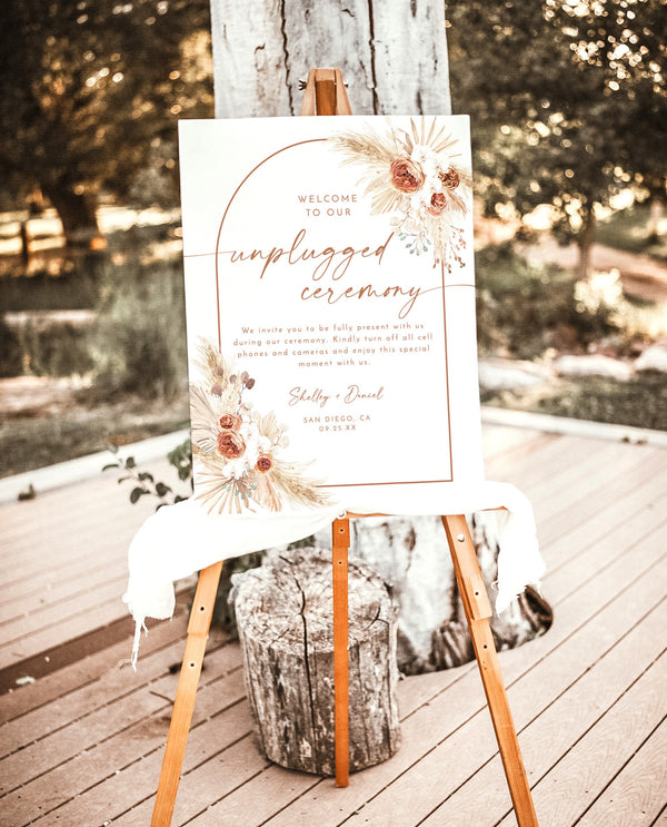 Minimalist Unplugged Wedding Sign | Pampas Grass Wedding 