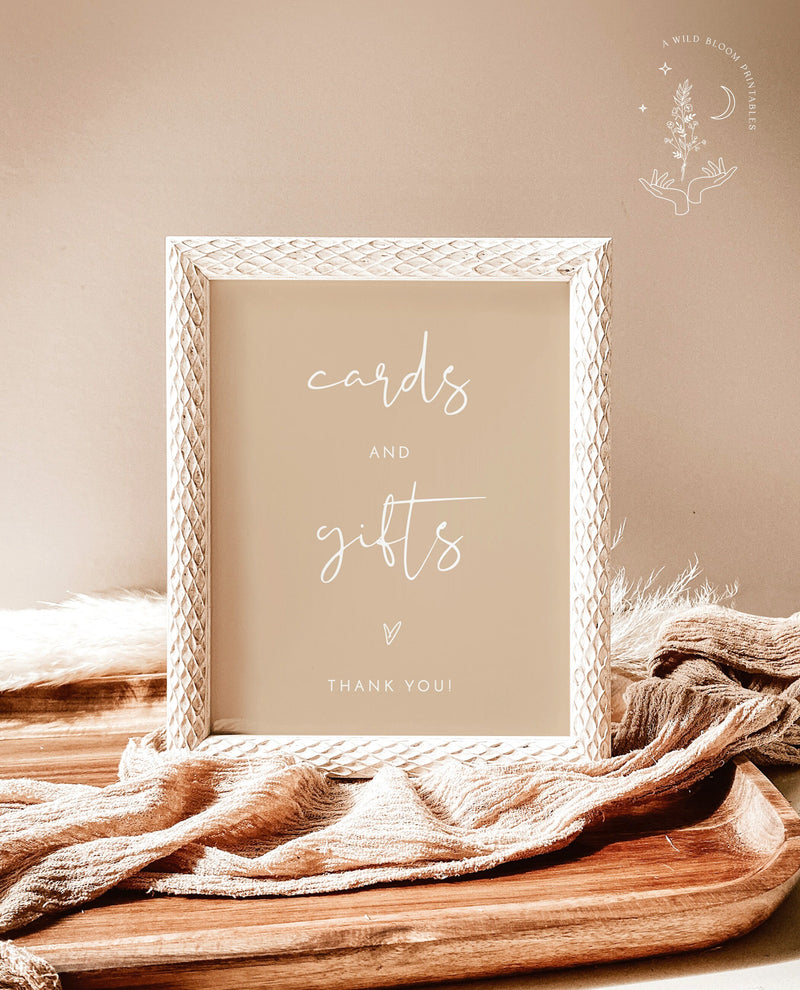 Minimalist Cards and Gifts Sign | Modern Wedding Sign Template 