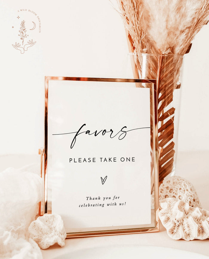 Minimalist Favors Sign | Modern Wedding Favors Sign Template