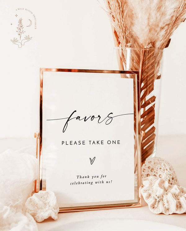 Minimalist Favors Sign | Modern Wedding Favors Sign Template 