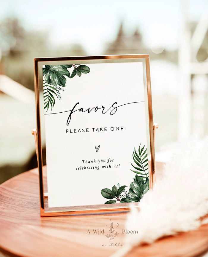 Boho Favors Sign | Tropical Favors Wedding Sign Template