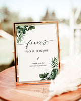 Boho Favors Sign | Tropical Favors Wedding Sign Template 