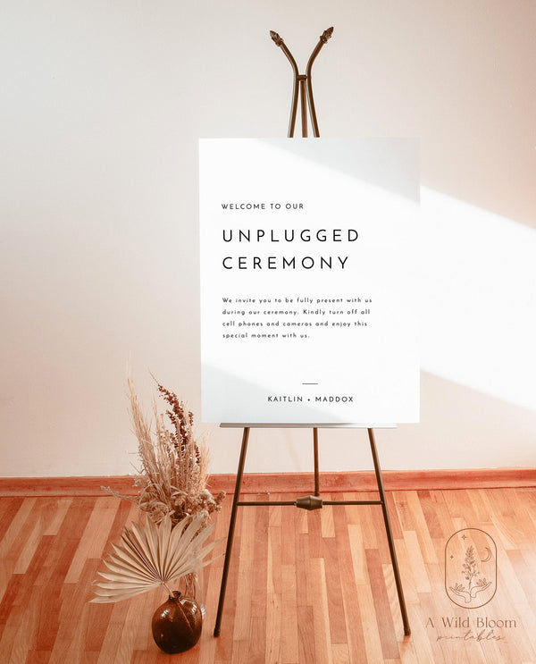 Minimalist Unplugged Wedding Sign | Modern Unplugged Ceremony Sign 