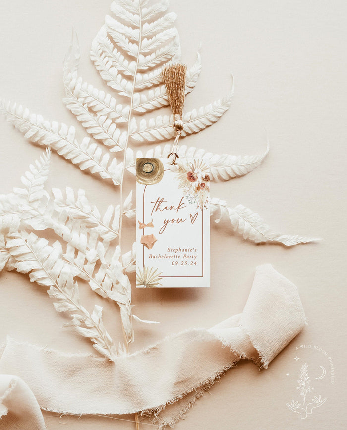 Pampas Grass Bachelorette Favor Tags | Thank You Tags