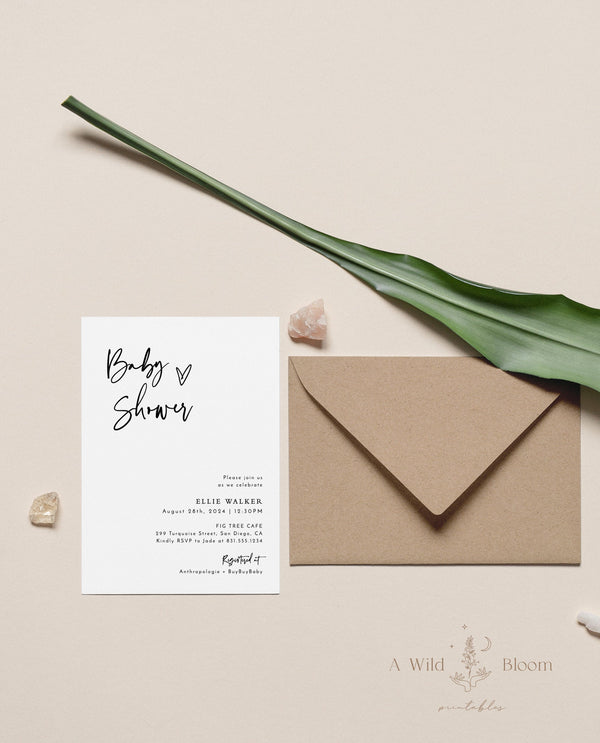 Minimalist Baby Shower Invitation | Gender Neutral Baby Shower Invite 