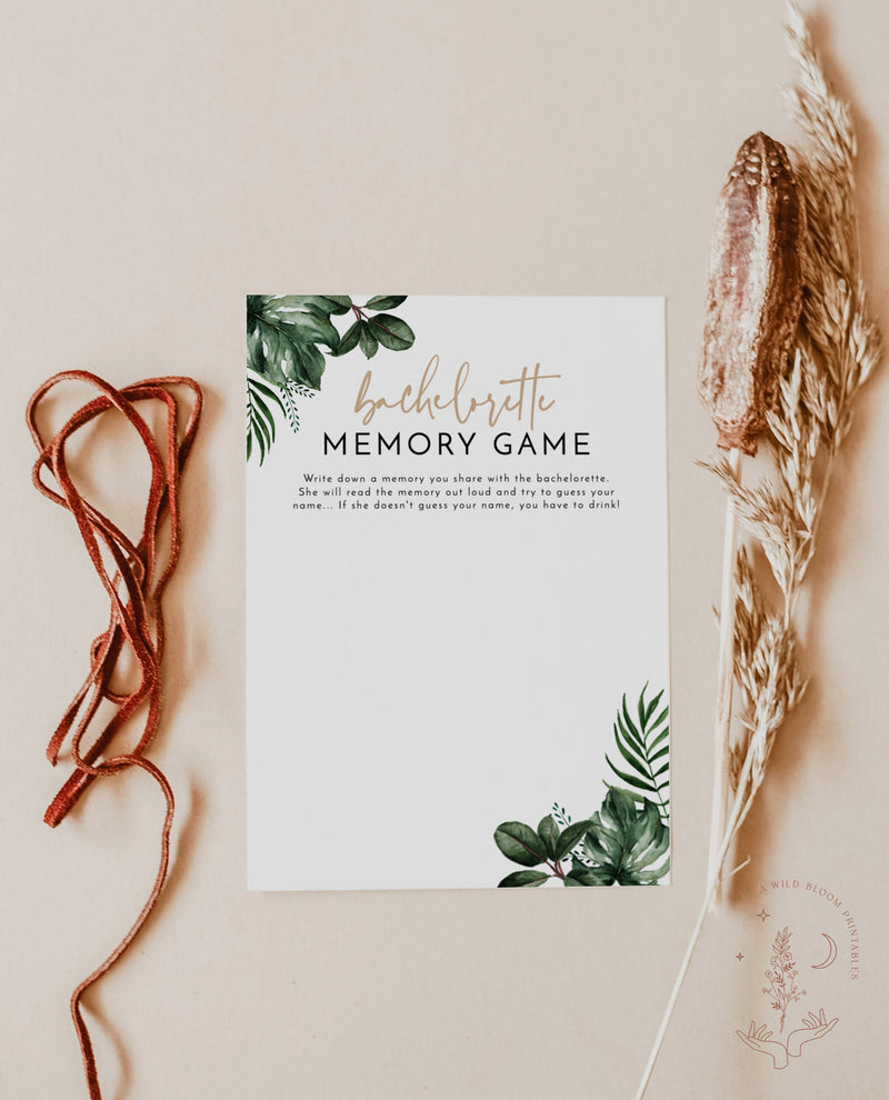 Bachelorette Memory Game | Tropical Bachelorette Game 