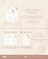 Pampas Grass Baby Bingo Game | Boho Baby Shower Game