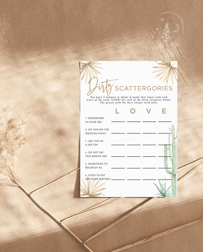 Bachelorette Party Game | Dirty Scattergories Bachelorette Game