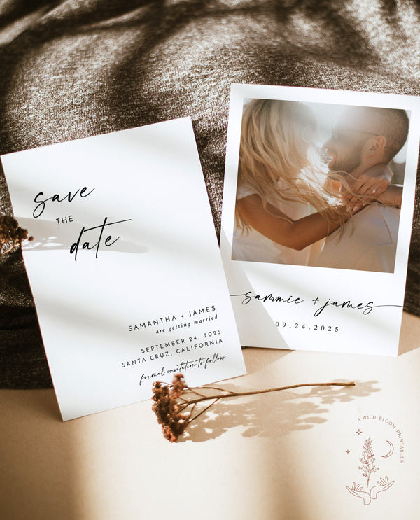 Minimalist Save the Date Template | Photo Save the Date Invite 
