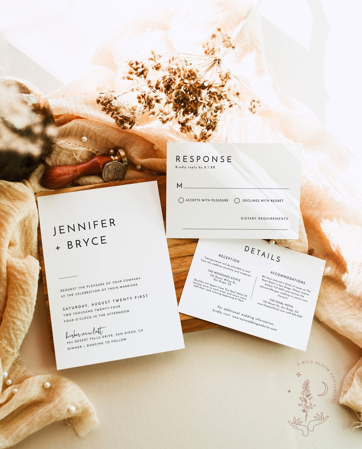 Minimalist Wedding Invitation Suite | Modern Minimalist Wedding