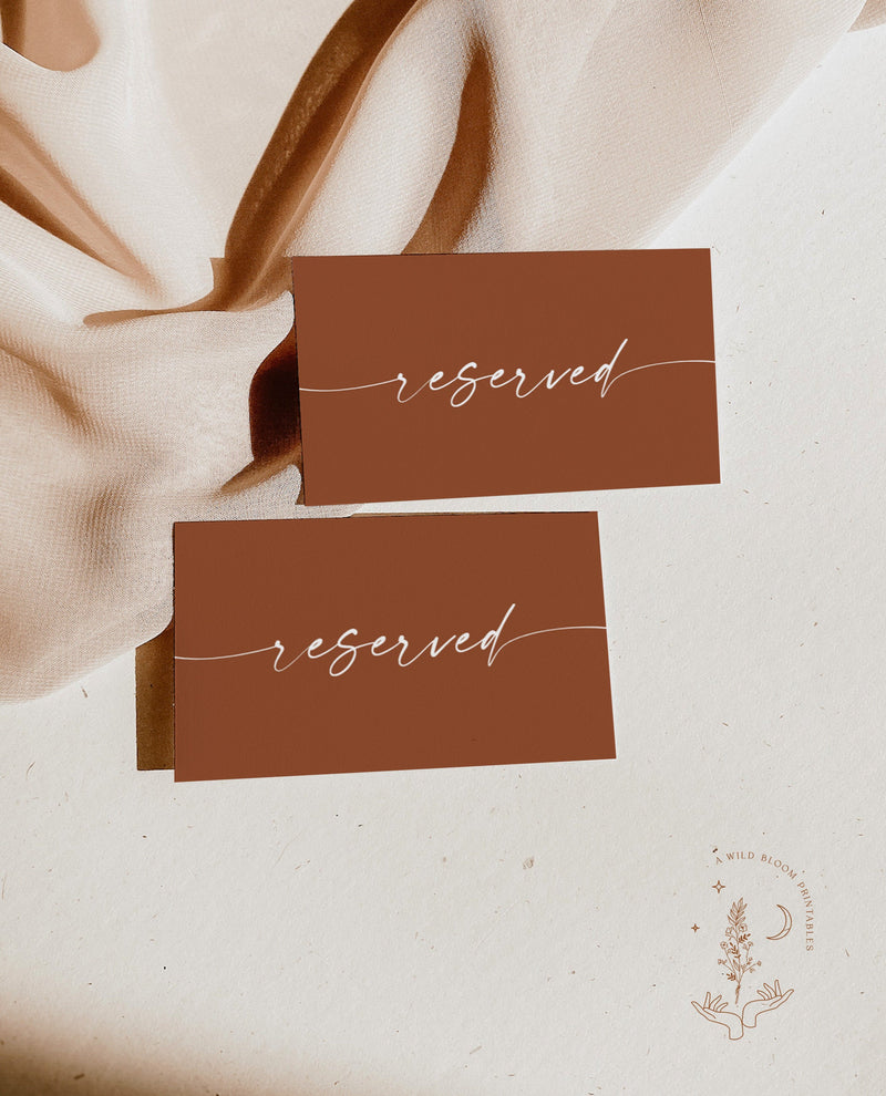 Wedding Reserved Cards | Minimalist Reserved Cards 