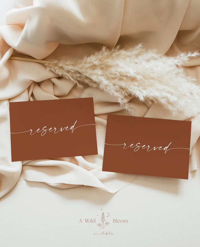 Wedding Reserved Signs | Minimalist Reserved Cards 