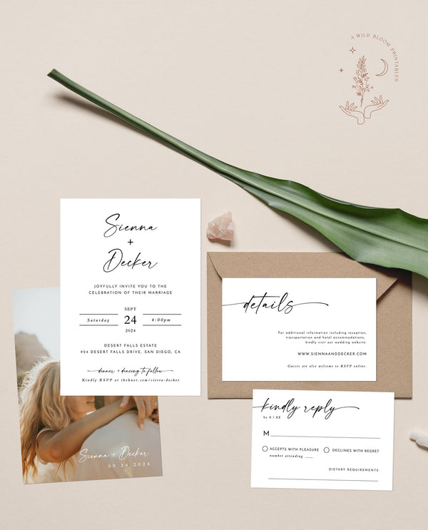 Minimalist Wedding Invitation Suite | Minimalist Wedding Invite 