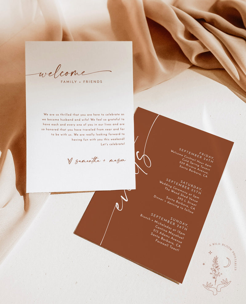 Minimalist Wedding Events Card | Terracotta Wedding Events 