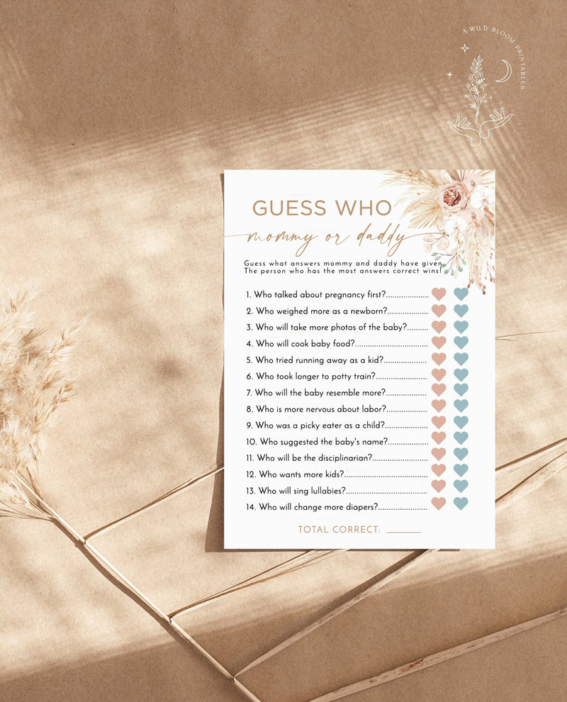 Baby Shower Guess Who Game | Boho Baby Shower 