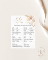 Boho Baby Trivia Shower Game | Baby Shower Trivia Game