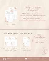 Pampas Grass Baby Bingo Game | Boho Baby Shower Game