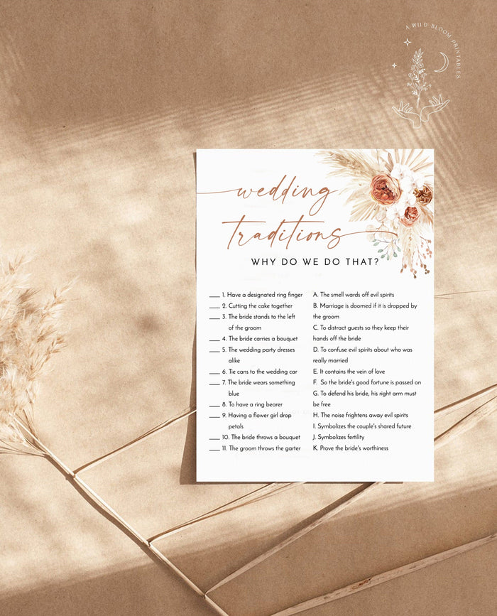 Wedding Traditions Game | Bridal Shower Trivia Game