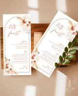 Pampas Grass Wedding Menu Template | Terracotta Wedding Menu