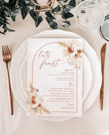 Pampas Grass Wedding Menu Template | Terracotta Wedding Menu
